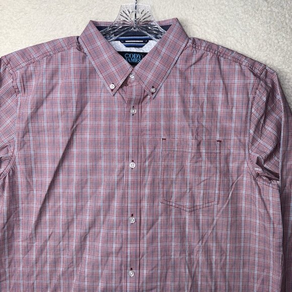Cody James Core Plaid Shirt Mens Small Long Sleeve Button Down Red White Blue - Picture 1 of 9